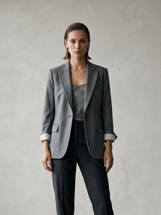 Theory Jackets & Blazers - THEORY Dief Pure Flannel Wool Blazer Grey Size 2